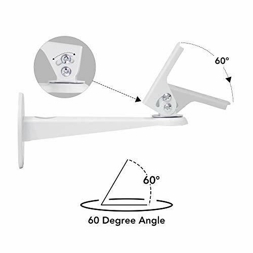 White adjustable wall mount bracket with 60-degree angle diagram