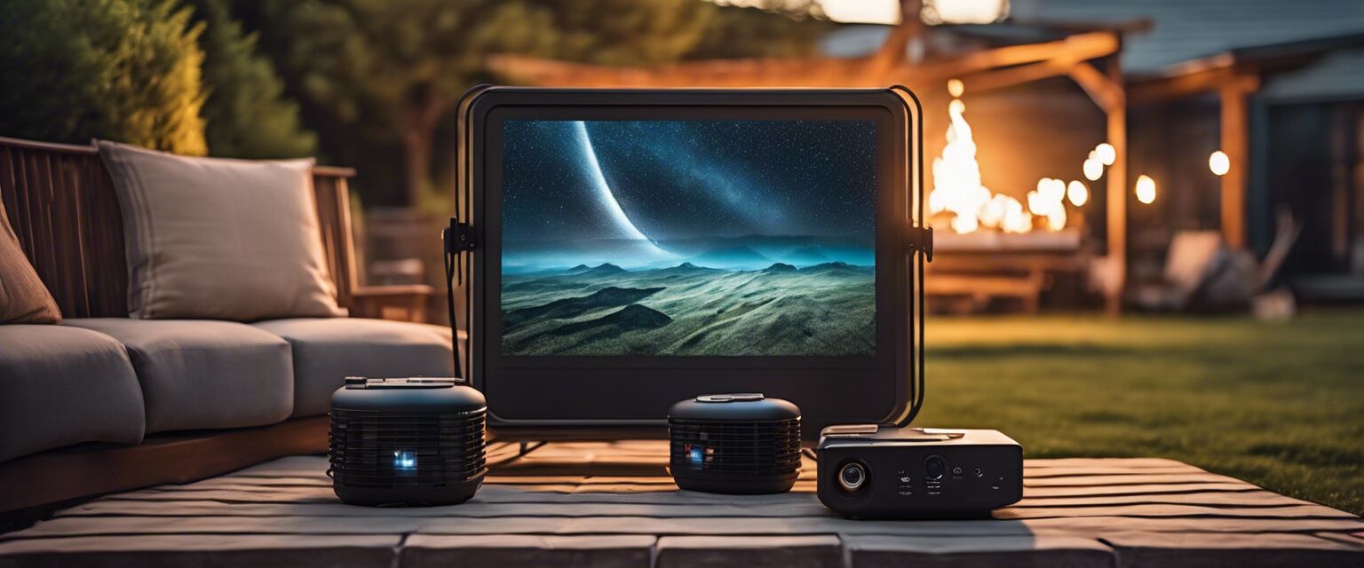 Portable projector outdoor setup