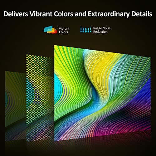 Three colorful screens with text 'Delivers Vibrant Colors and Extraordinary Details'.